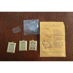 1970’s Picture Portrait Pendant Charms (Lot of 3) with Instructions Vintage